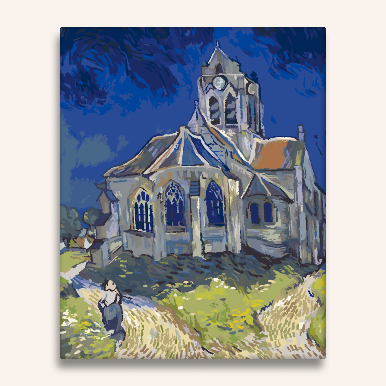小さな絵画＊3月のオーヴェルの教会 ゴッホ オーヴェルの教会 複製画 リトグラフ版画 ご購入は