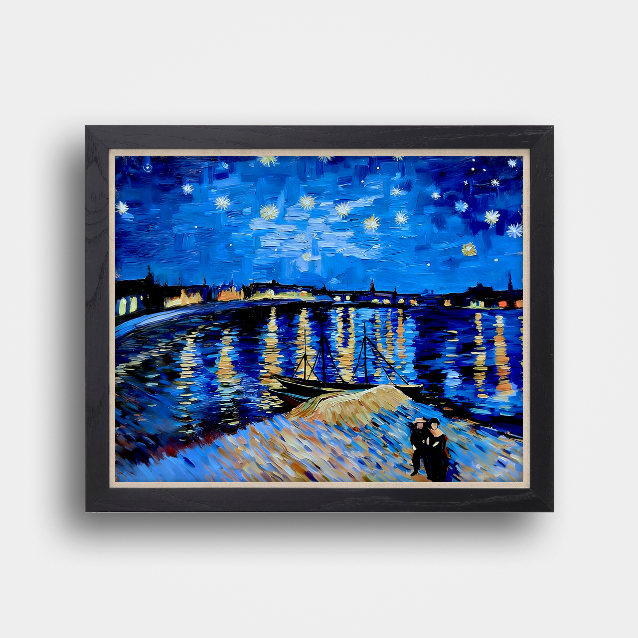 【額装】圧巻！ゴッホ「ローヌ川の星月夜」絵画 超軽量 ゴッホ『ローヌ川の星月夜』リトグラフ・送料無料・新品額装・UVカット