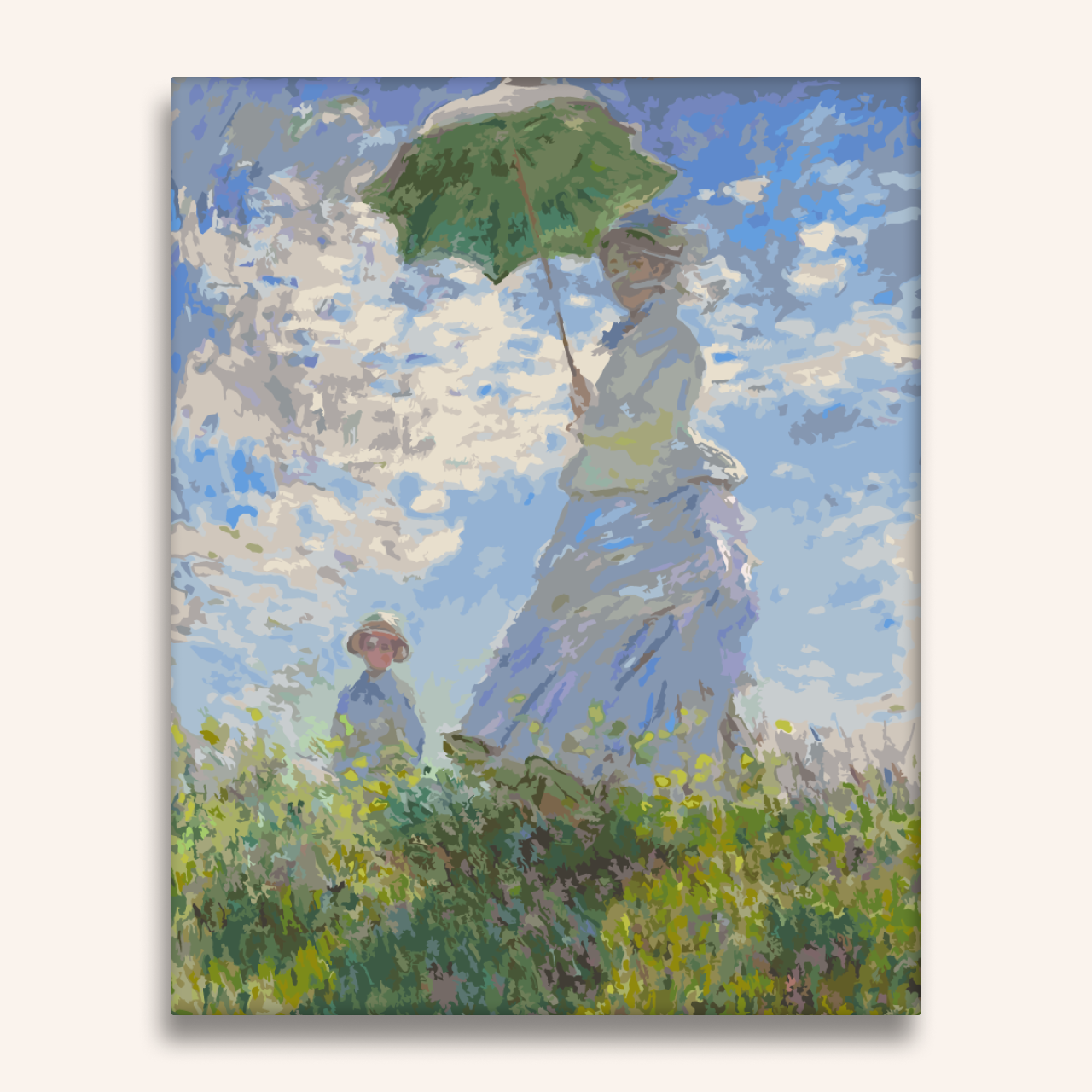 モネ『日傘をさす女』 - 数字絵画キット – Paint Yours モネ『日傘をさす女』 - 数字絵画キット – Paint Yours