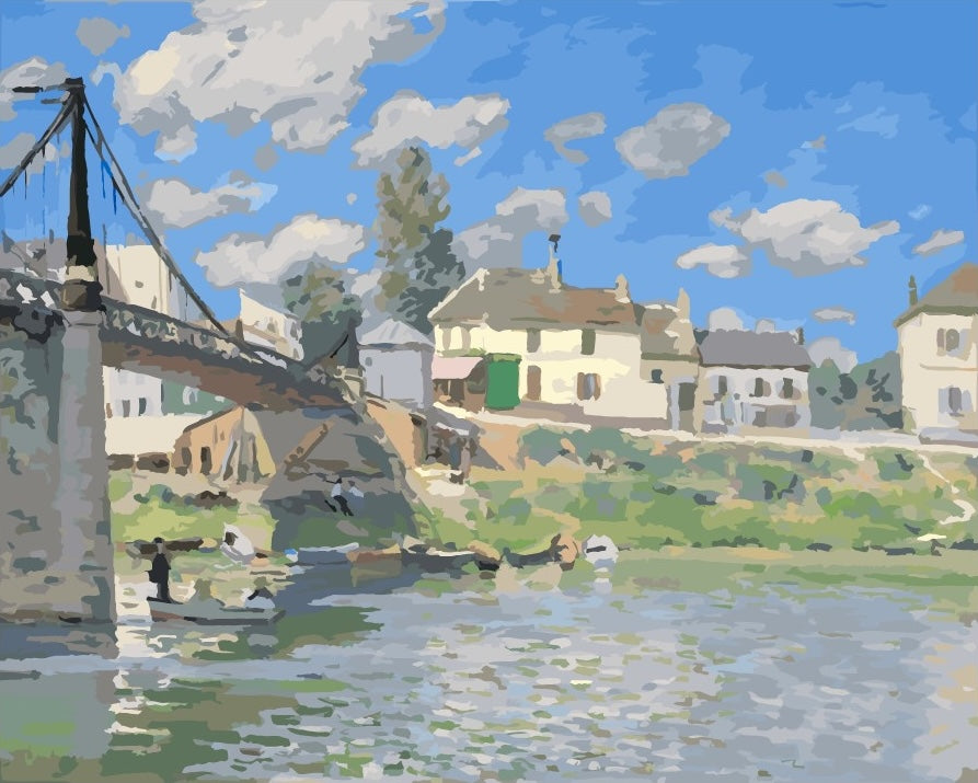 シスレー『ヴィルヌーヴ＝ラ＝ガレンヌの橋』 - 数字絵画キット