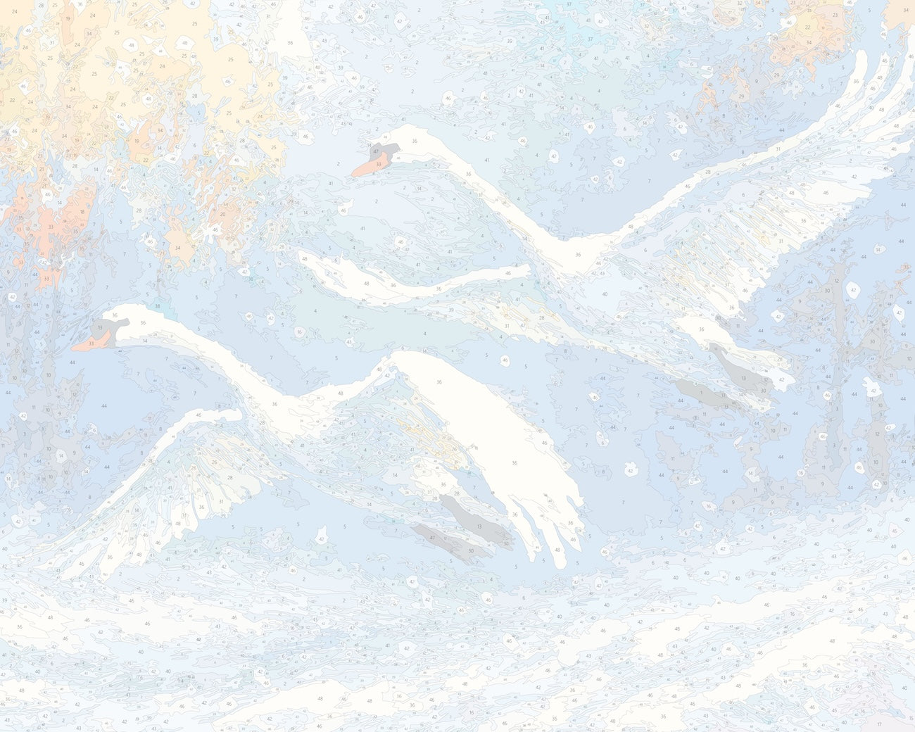 白鳥と子供の白鳥の絵画 参考作品】No.448 白鳥 湖 満月 スワン 風景画 絵画 開運絵画の