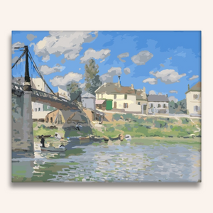 シスレー『ヴィルヌーヴ＝ラ＝ガレンヌの橋』 - 大人の塗り絵・絵画