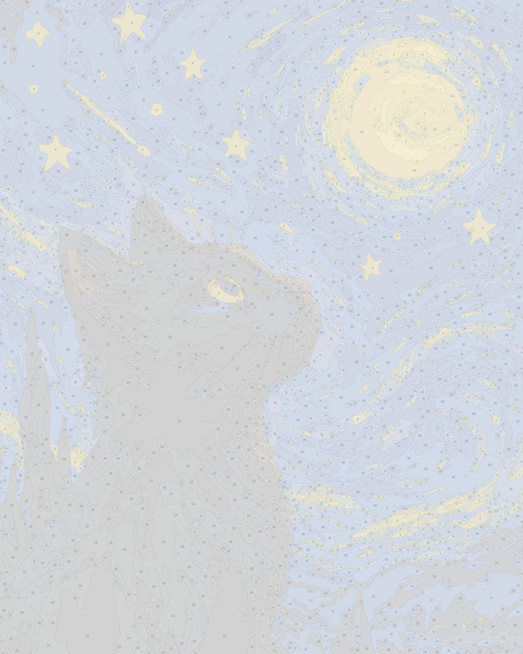 ゴッホの星空に夢見る黒猫