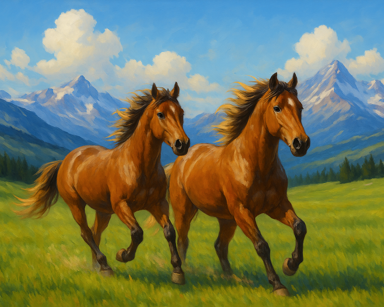 アルプスを駆ける馬