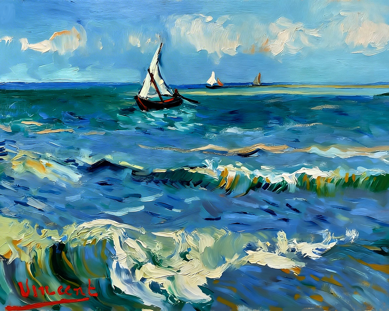 ゴッホ『サント・マリーの海の風景』