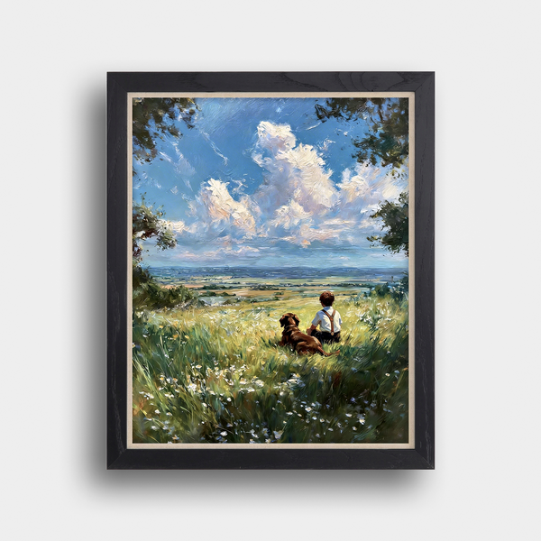 少年と犬 - 大人の塗り絵・絵画キット – Paint Yours