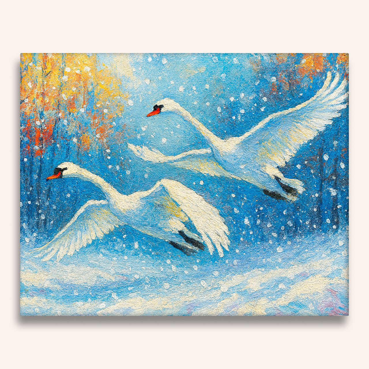 雪景色の白鳥